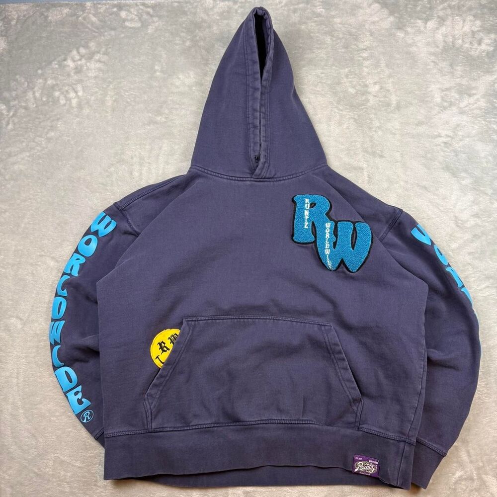 Run-fly Men's Navy and Blue Hoodie